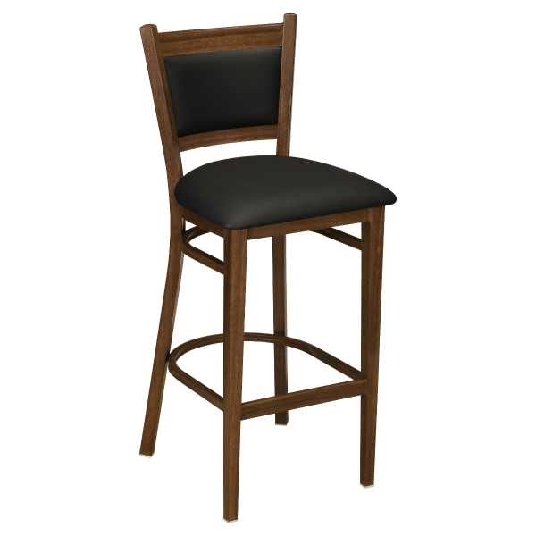 Metal Padded Bar Stool with Premium Wood Look Finish Interior