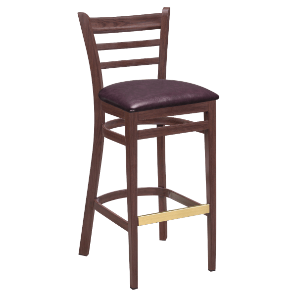 Wood Grain Ladder Back Metal Bar Stool Interior
