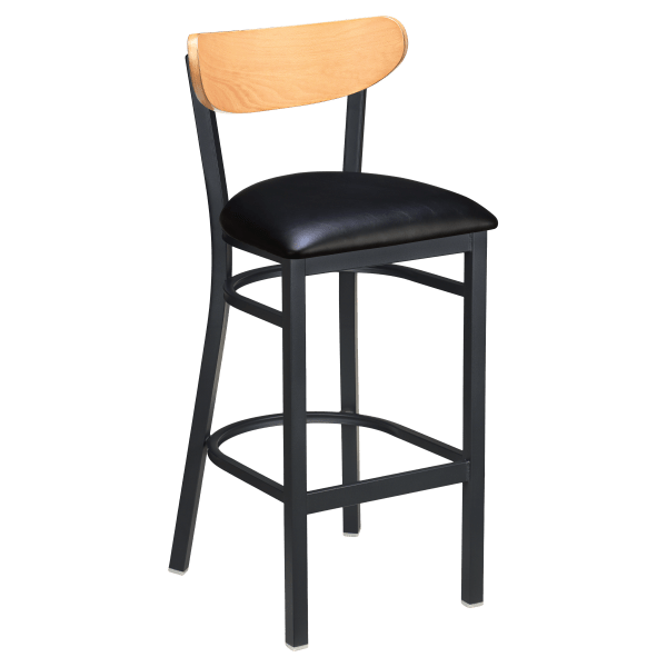 Curvy Metal Bar Stool with Wood Back Interior