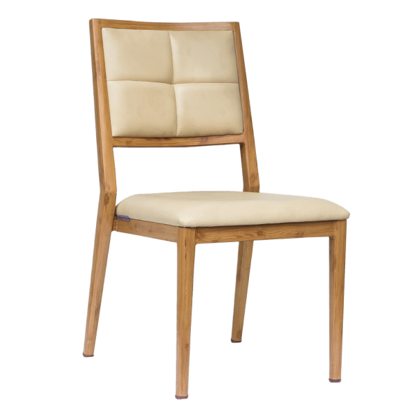 Milano Modern Padded Wood Grain Aluminum Chair Interior