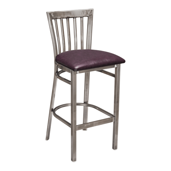 Clear Coat Elongated Back Metal Bar Stool Interior