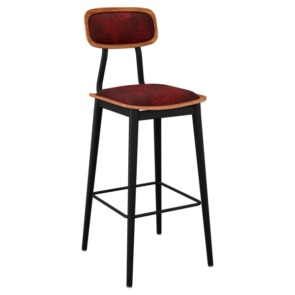 Basel Metal Bar Stool with Padded Back Interior