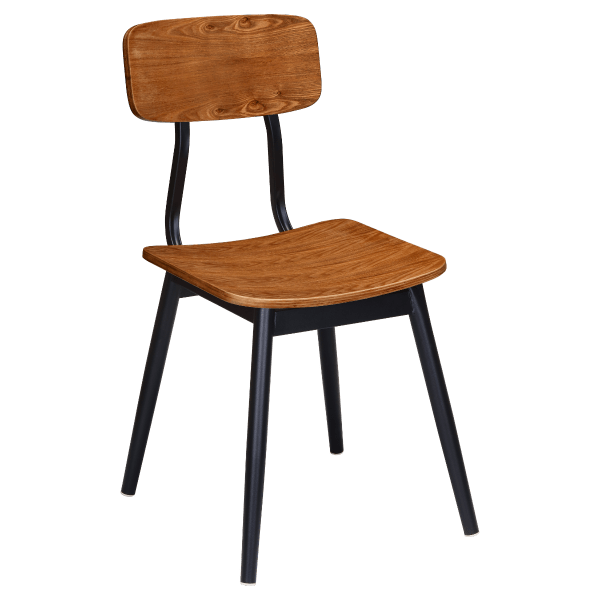 Basel Metal Chair with Veneer Wood Back and Seat Interior