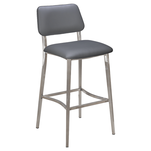 Luca Metal Bar Stool in Clear Coat with Padded Back Interior