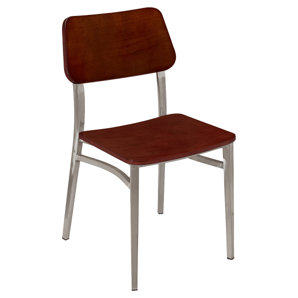 Luca Metal Chair in Clear Coat with Wood Back Interior