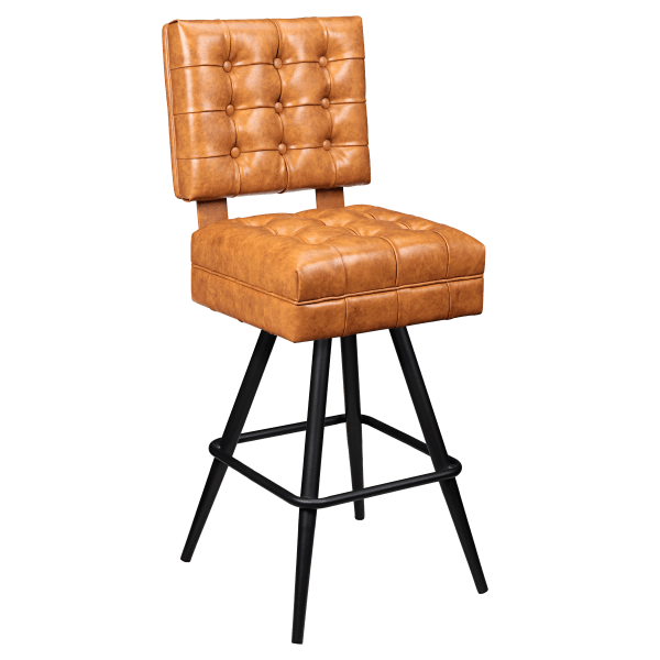 Trionfo Tufted Premium Bucket Bar Stool with Square Frame Interior