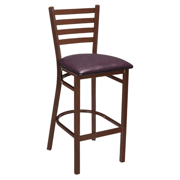 Ladder Back Metal Bar Stool With Brown Finish Interior