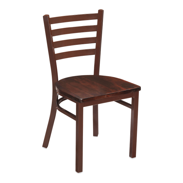 Ladder Back Metal Chair With Brown Finish Interior