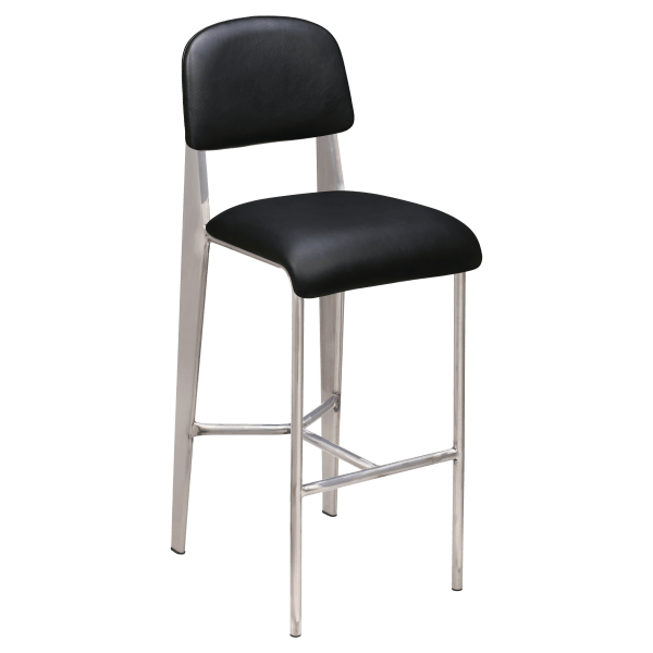 Nico Padded Metal Bar Stool in Clear Coat Interior