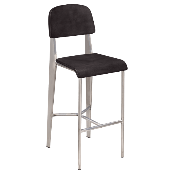 Nico Bar Stool with Wood Back in Clear Coat Finish Interior