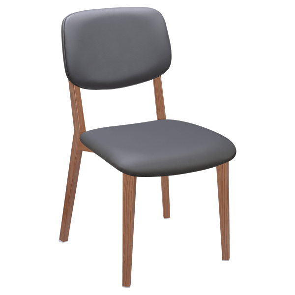 Enzo Wood Grain Metal Chair with Padded Back Interior