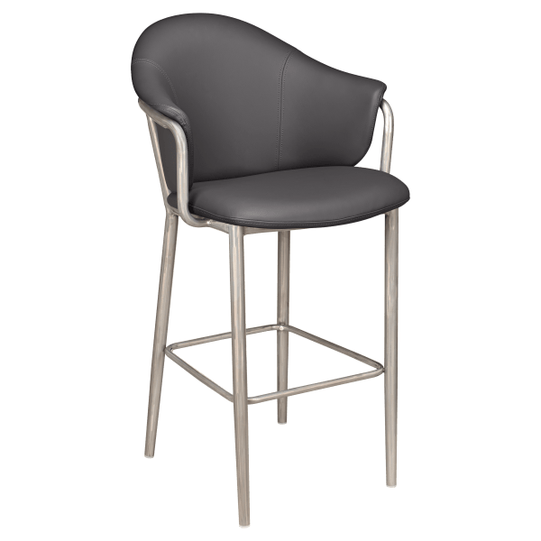 Kova Metal Bar Stool with Arms in Clear Coat Interior