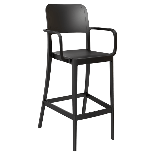 Parker Solid Back Outdoor Resin Bar Stool with Arms Interior