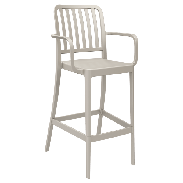 Miles Slat Back Outdoor Resin Bar Stool with Arms Interior