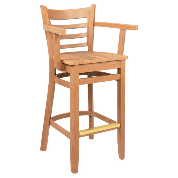Premium US Made Ladder Back Bar Stool With Arms Interior
