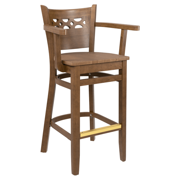 Premium US Made Leonardo Wood Bar Stool With Arms Interior