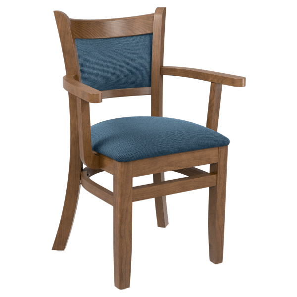 Premium Padded Back Wood Chair with Arms Interior