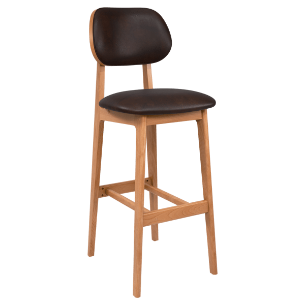 Gisselle Wood Bar Stool with Padded Back Interior