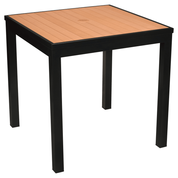 Aluminum Outdoor Table in Black Finish and Faux Teak Interior