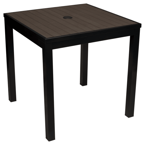 Aluminum Outdoor Table in Black Finish and Dark Walnut Faux Teak Interior
