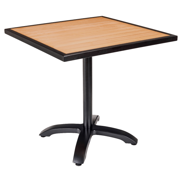 Metro Outdoor Table in Black Finish with and Natural Faux Teak Interior
