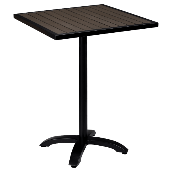 Metro Outdoor Bar Table in Black Finish with Dark Walnut Faux Teak Interior