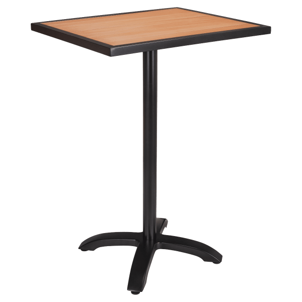 Metro Outdoor Bar Table in Black Finish with and Natural Faux Teak Interior