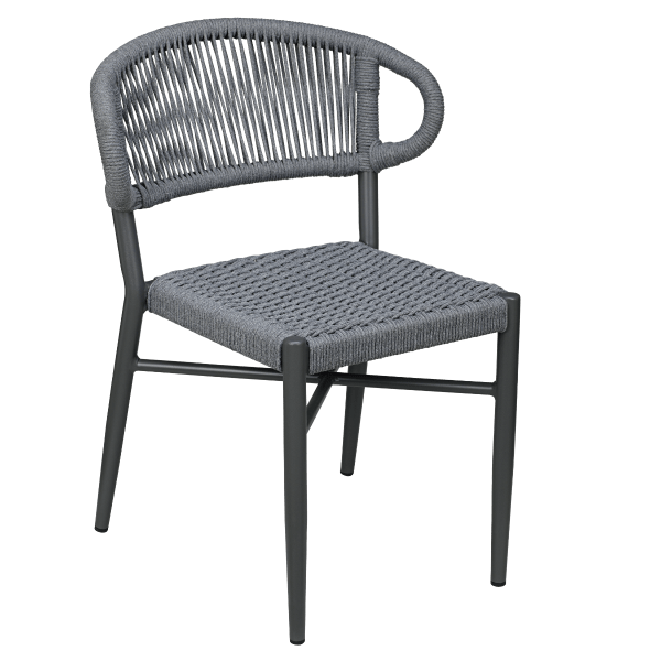 Marina Aluminum Outdoor Chair in Slate Gray Rope Interior