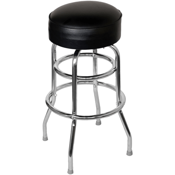 Chrome Backless Swivel Bar Stool with a Single/Double Ring Interior