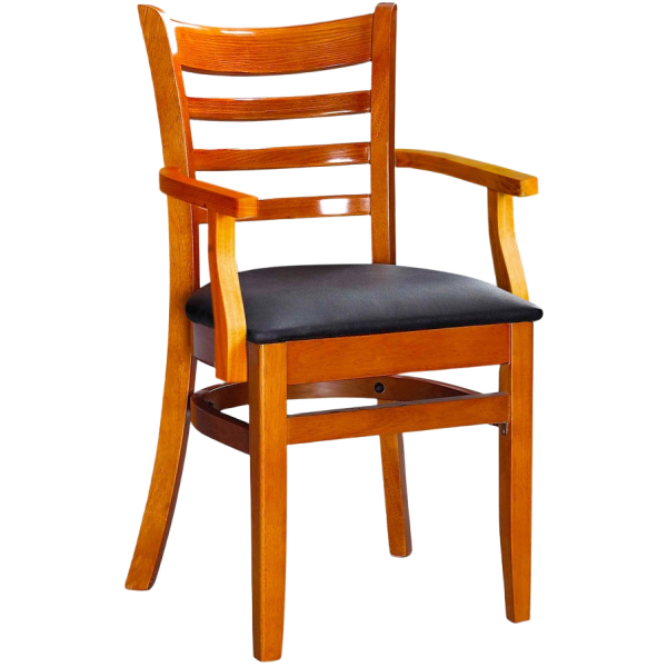 Ladder Back Wood Chair with Arms Interior