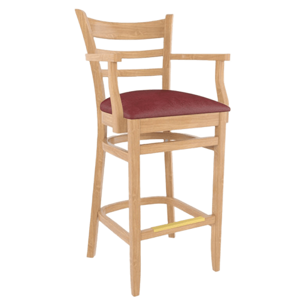 Premium US Made Ladder Back Bar Stool With Arms Interior