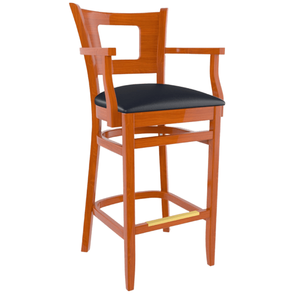 Premium US Made Duna Wood Bar Stool With Arms Interior