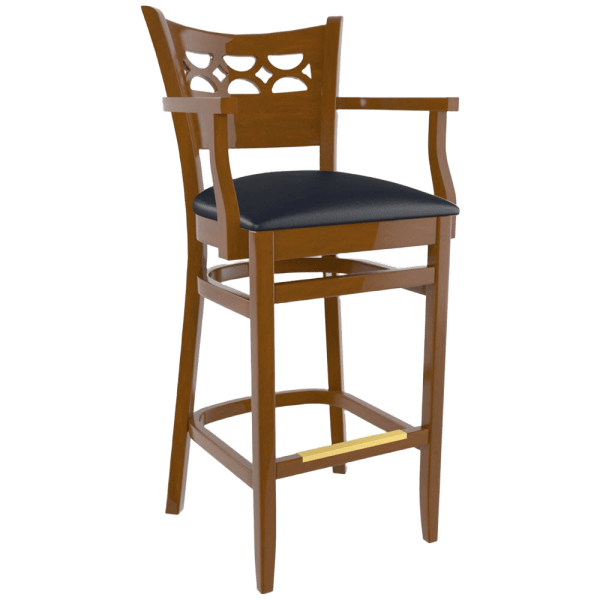Premium US Made Leonardo Wood Bar Stool With Arms Interior