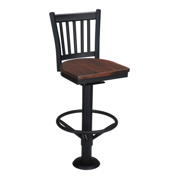 Vertical Slat Bolt Down Metal Swivel Bar Stool Interior