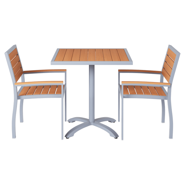 Set of Grey Heavy Duty Aluminum Armchairs with Table Interior