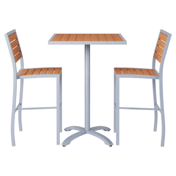 Gray Aluminum & Teak Bar Height Patio Set Interior