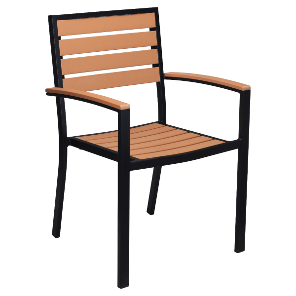 Metro Arm Chair in Black Finish and Natural Faux Teak Interior