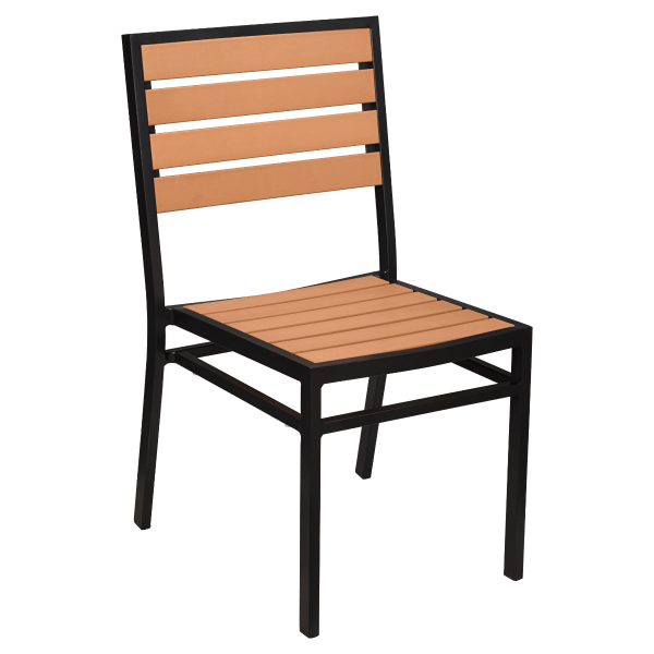 Metro Chair in Black Finish and Natural Faux Teak Interior