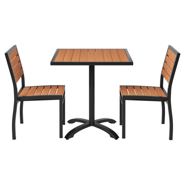 Set of Black Heavy Duty Aluminum Patio Chairs with Table Interior