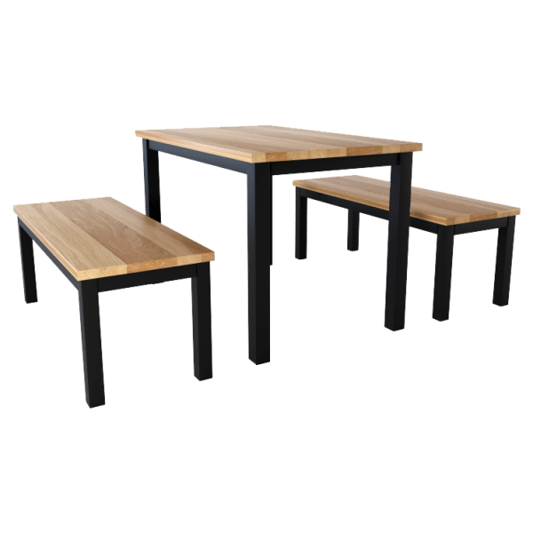 Ottis Set of 2 Benches and Solid Wood Table Interior