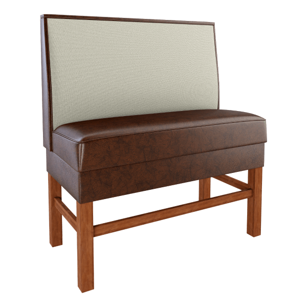 Plain Back Bar Height Restaurant Booth with Extended Wood Legs Interior