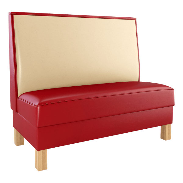 Plain Back Restaurant Booth with Wood Legs Interior