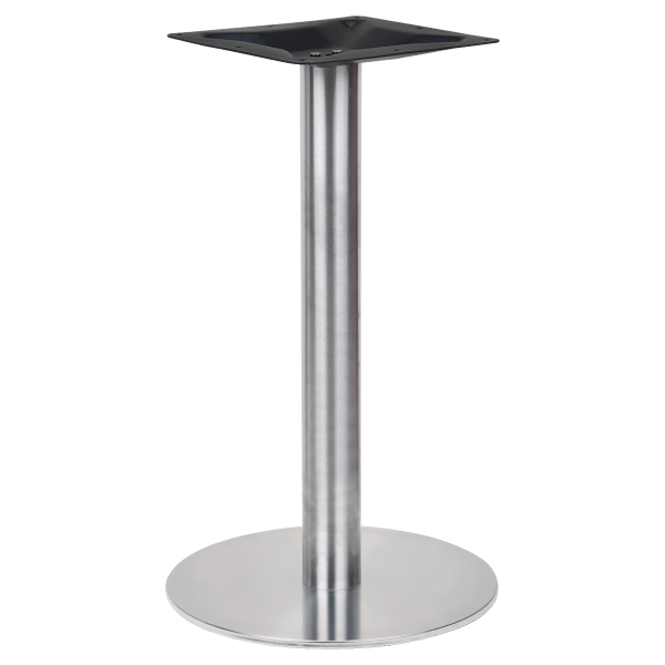 Brushed Silver Round Stainless Steel Table Base - Standard Height Interior