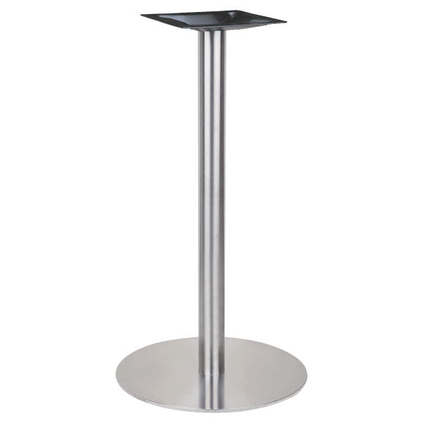 Brushed Silver Round Stainless Steel Table Base - Bar Height Interior