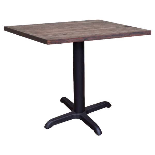 Industrial Series Restaurant Table with X Prong Base and Wood Top Interior