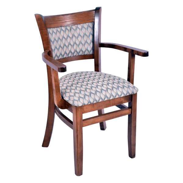 Premium Padded Back Wood Chair with Arms Interior