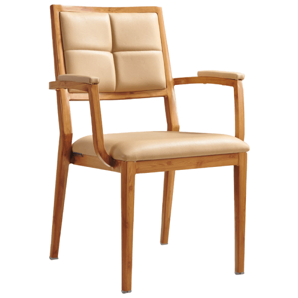 Milano Modern Padded Wood Grain Aluminum Arm Chair Interior