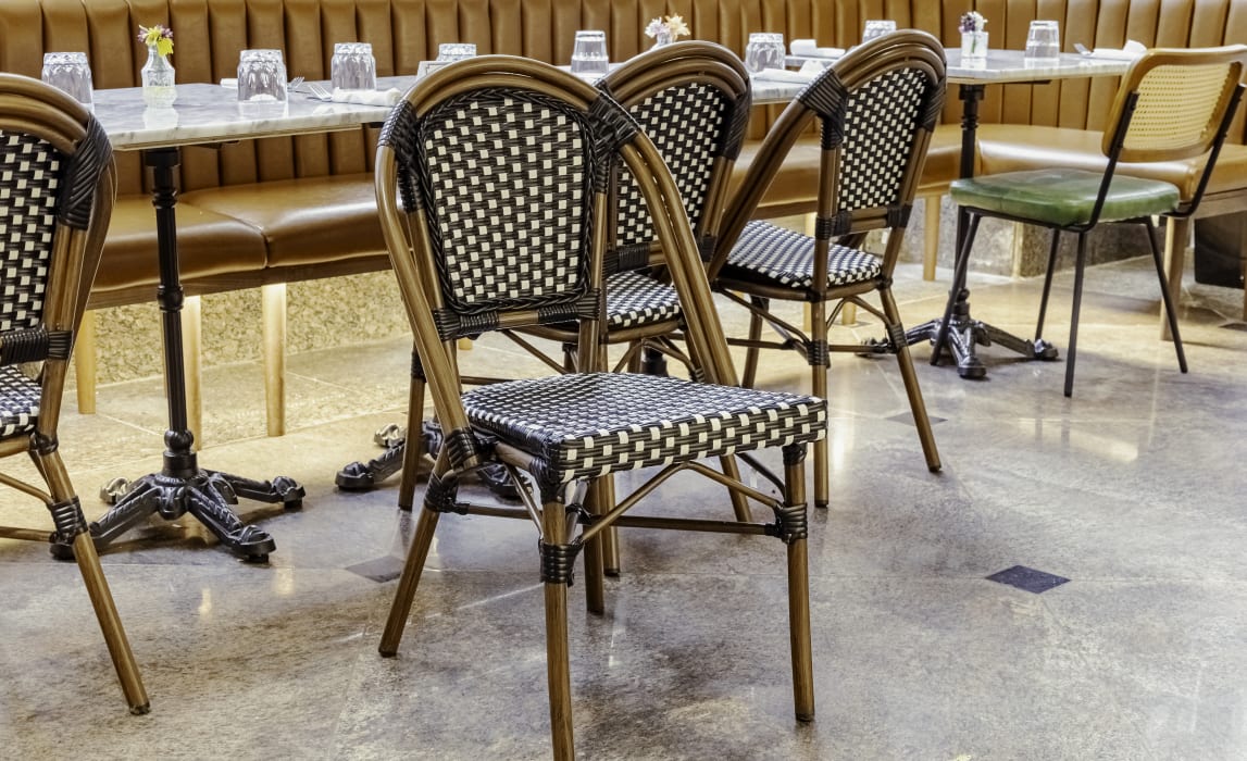 Aluminum Bamboo Patio Chair With Black White Rattan