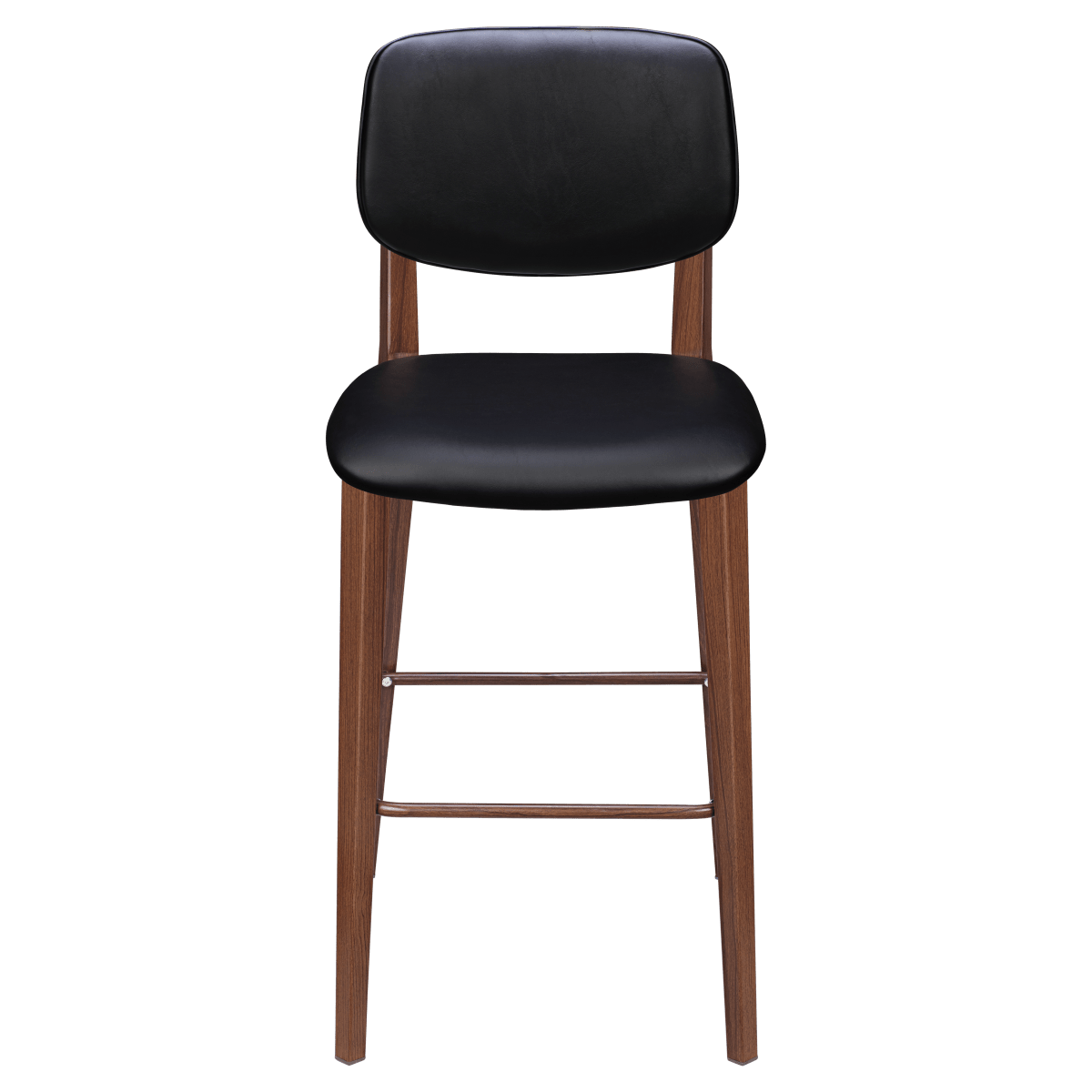 Enzo Wood Grain Metal Bar Stool with Padded Back