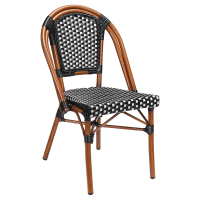 Aluminum Bamboo Patio Chair with Black & White Rattan